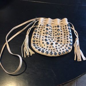 Cute Crossbody bag in Cream with Pewter Studs
